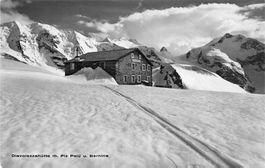 Pontresina, Diavolezzahütte mit Piz Palü und Bernina