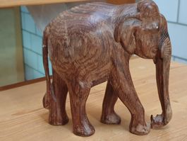 Holzelefant Vintage handgeschnitzt 60erJhr.