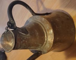 Kupferkrug mit Henkel und Deckel antik Messing Optik