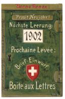 Prosit Neujahr - Briefkasten - Nächste Leerung 1902 - Litho