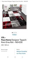 Designer Teppich Paco Home Karo Grau Rot 160 x230