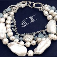 Statement-Perlen-Armband mit Aquamarin und Silber - Unikat
