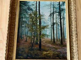 Öl- / Acrylbild  Wald signiert Arnold Stucki schöner Rahmen