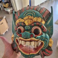 Bali Holzmaske handgeschnitzt bemalt gebrauchter Zustand