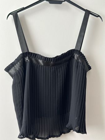 Schwarzes Damen Top Falten Grösse L