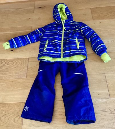 Ensemble de ski enfant bleu et jaune, taille 98-104