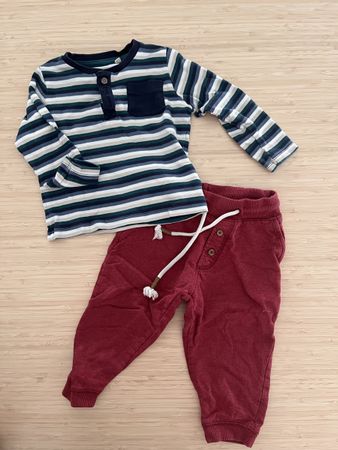 Ensemble 2 pièces bébé fille/garçon 12-18 mois, rayé et bord
