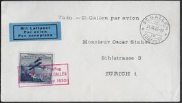1930 1. Postflug Brief Vaduz-St. Gallen F4 top ab 1.-