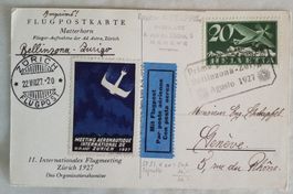 JB36) 1927 Flugpostbrief mit Vignette Orginalkarte Lp