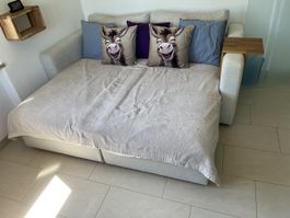 Gemütliches Schlafsofa/Bettsofa hellgrau