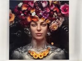 Glasbild Flower Art Lady  (von KARE) 120x120cm 