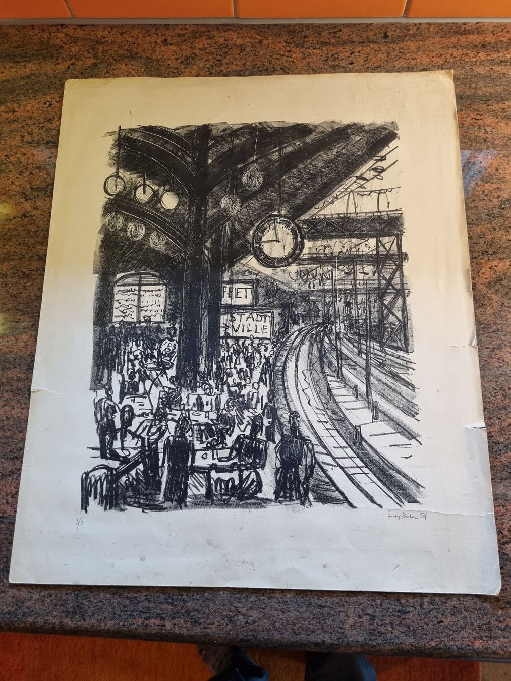 Grafica & Litografie: Original Lithographie Lily Stecher, Bahnhof, 1959! Top – Usato da Trachslau venduto da bastet06