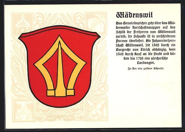 Cartoline postali: Wädenswil, Das Gemeindewappen, in Rot e – Usato da Berlin venduto da bartko-reher
