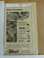 Camping Artikel- Werbung, von Feldert 1955