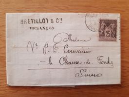 BRIEF FRANKREICH - BESANCON nach LA-CHAUX-DE-FONDS 3.11.1891
