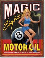 Blechschild-MAGIC EIGHT MOTOR OIL MIT PIN UP GIRL - 30 X 40