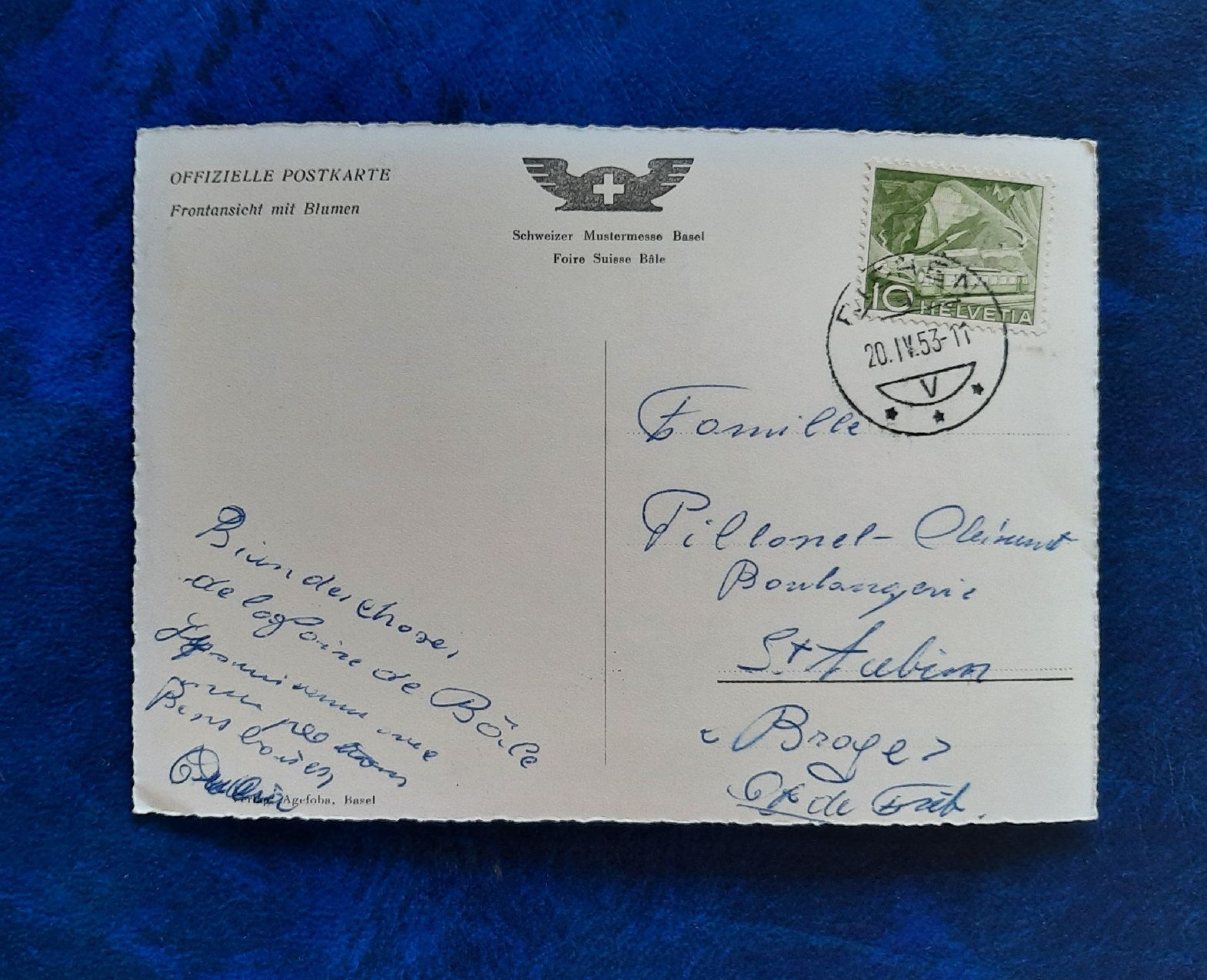 Cartoline postali: Ansichtskarte Basel, Mustermesse, gest.1953 – Usato da Marly venduto da neu-adlerauge65 1