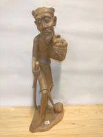 Statuette asiatique vintage en bois sculpté à la main