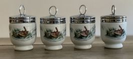 4er Set Eierbecher Royal Worcester Porzellan Vögel Motiv 