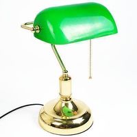+Tischlampe Bankerlampe 60W grün/gold