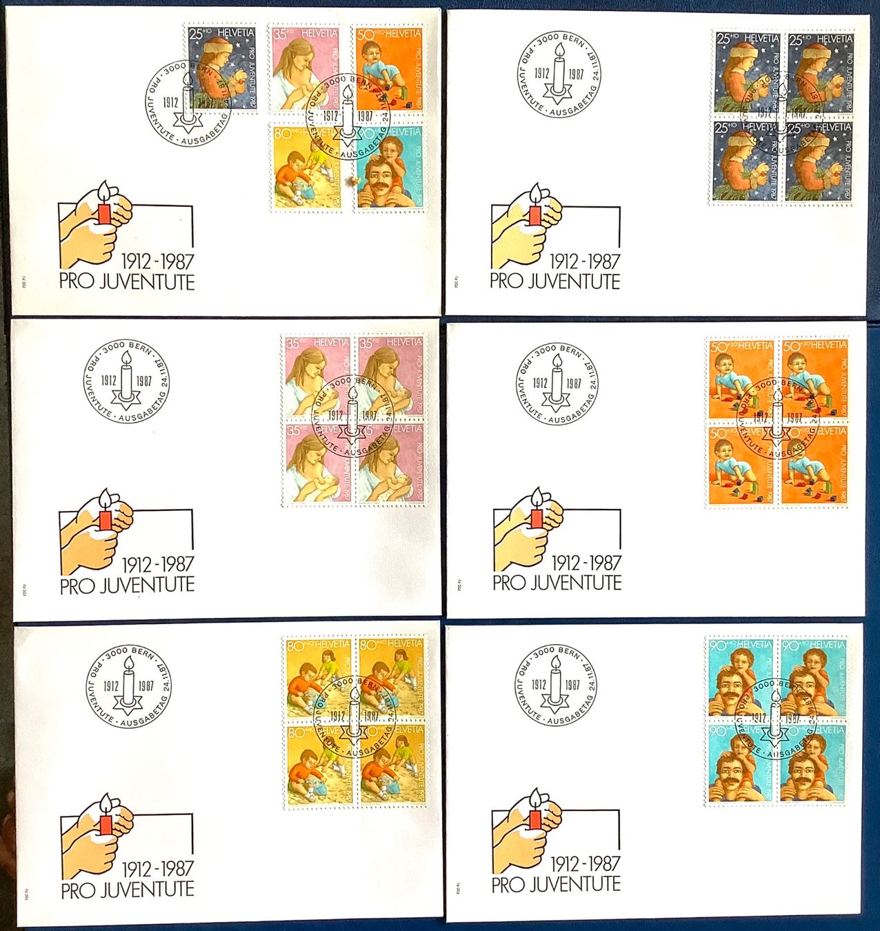 Tutti i francobolli: 1987 Pro Juventute  FDC im Viererblöcke + FDC – Nuovo (secondo la descrizione) da Liestal venduto da Skunk02
