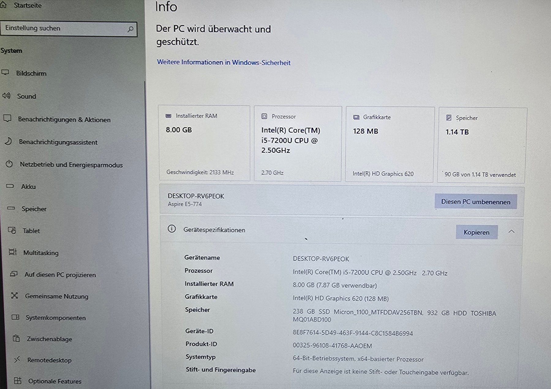 Acer Notebooks: ACER E17 - E5-774-52R0 – Gebraucht aus Lyss von Mixbox 2