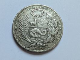 🇵🇪 Peru 1 Sol 1930, KM#218.2, Silber 25g .500, auf. 76'000