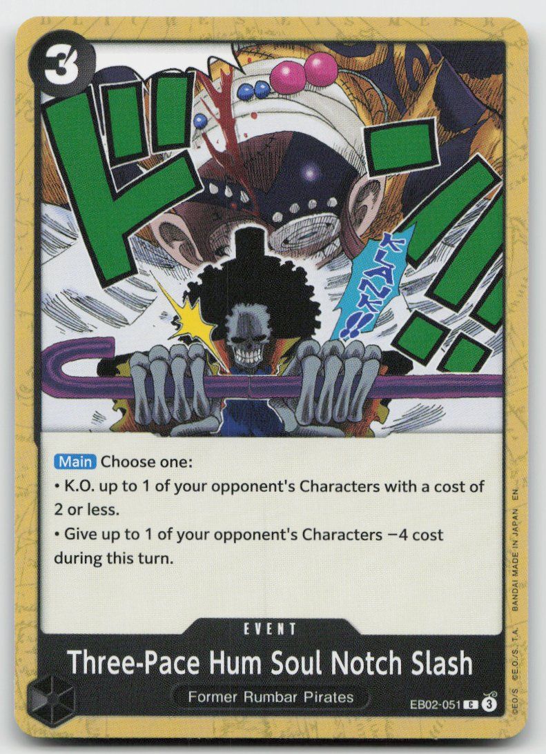 Bandai Carte collezionabili: One Piece Three-Pace Hum Soul Notch Slash EB02-051 C – Usato da Lugano venduto da VlaseCard