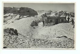 AROSA Weisshorn Gipfelhütte, Skifahrer, gel. 1935 Bahnpost