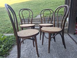 Stuhl Wiener Geflecht 4er Set Holz dunkel gebraucht