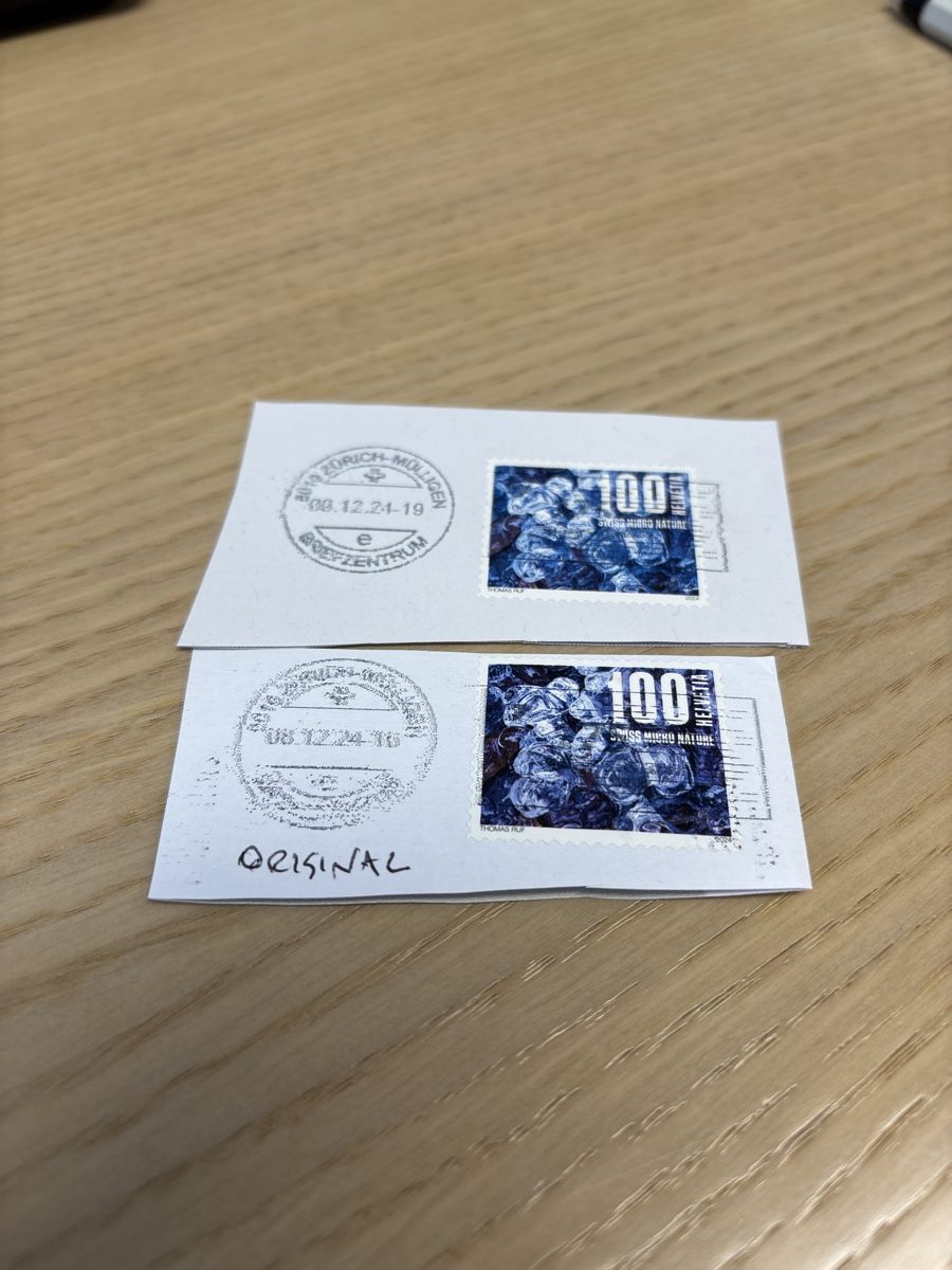 Alle Briefmarken: Schweizer Briefmarke 2024 mit Farbveränderung (Hellblau) – Gebraucht aus Zürich von b.fabio 2
