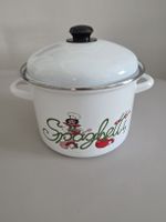 Weisser Emailtopf "Spaghetti" Dekor, Vintage Stil 28 cm