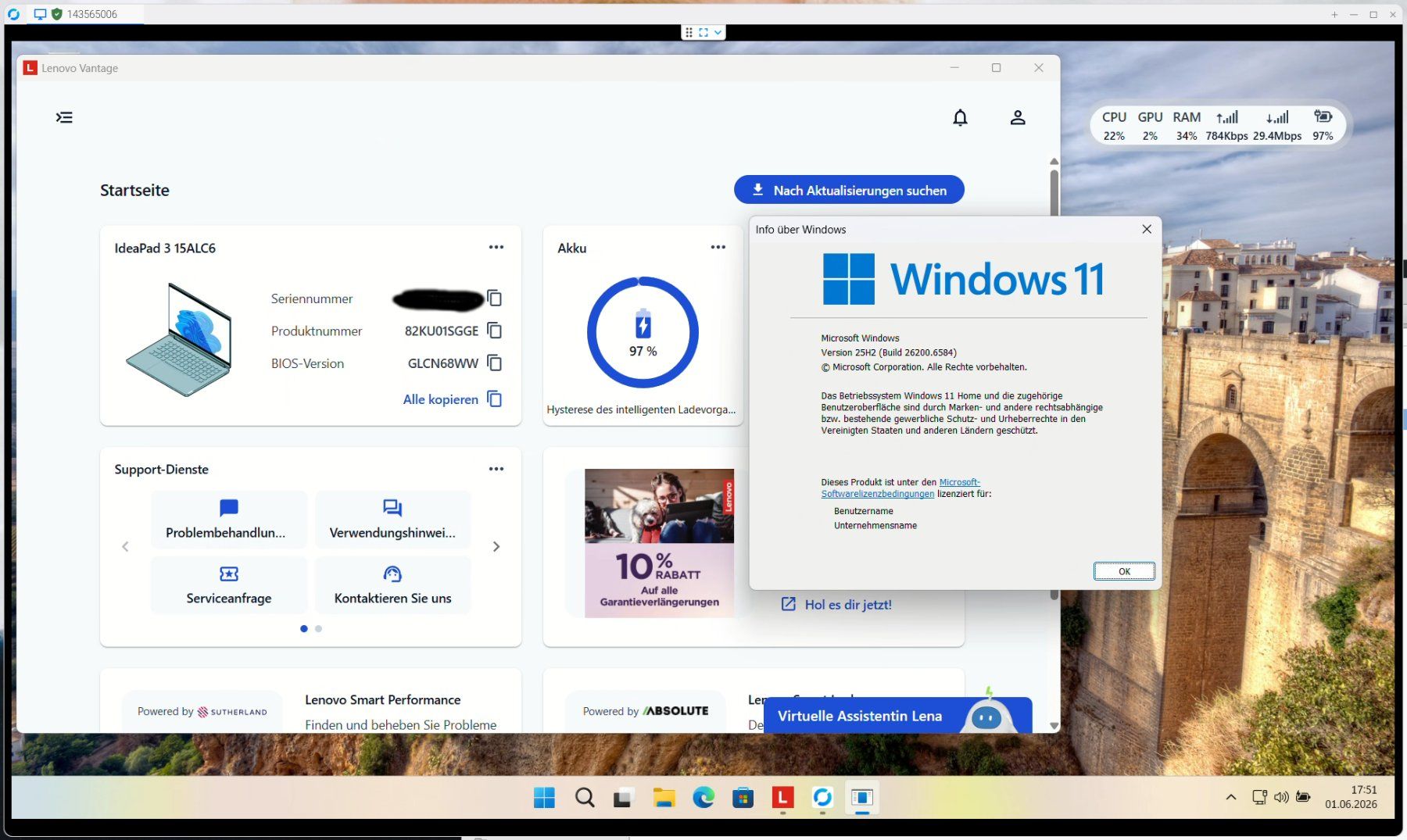Lenovo Notebook: DualBoot! Lenovo IdeaPad 3 16GB 1TB Win11 25H2 MX Linux 25.2 – Usato da SCHAAN venduto da myware
