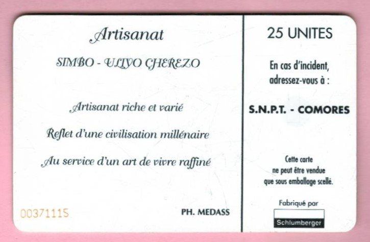 Schede telefoniche: Telefonkarte Comores, Artisanat – Usato da Winterthur venduto da Grap75 1