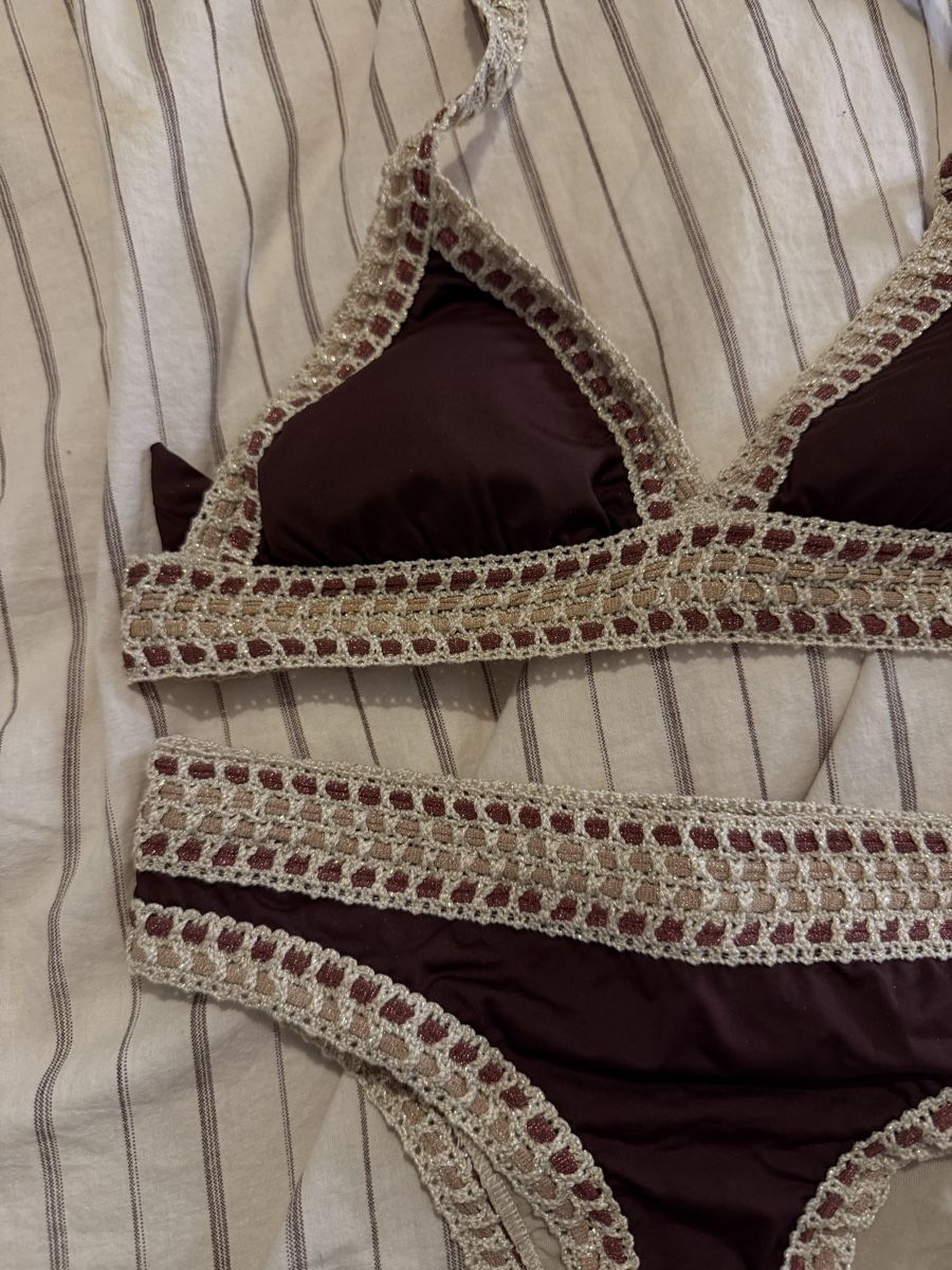 Costumi da bagno & Bikini: Lida Bikini Set, Braun mit Häkeldetails - Sommer! – Nuovo (secondo la descrizione) da Herisau venduto da Sarisun 1