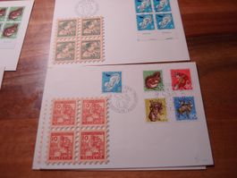 Pro Juventute 1966, FDC Satz + 4erblocks Wildtiere