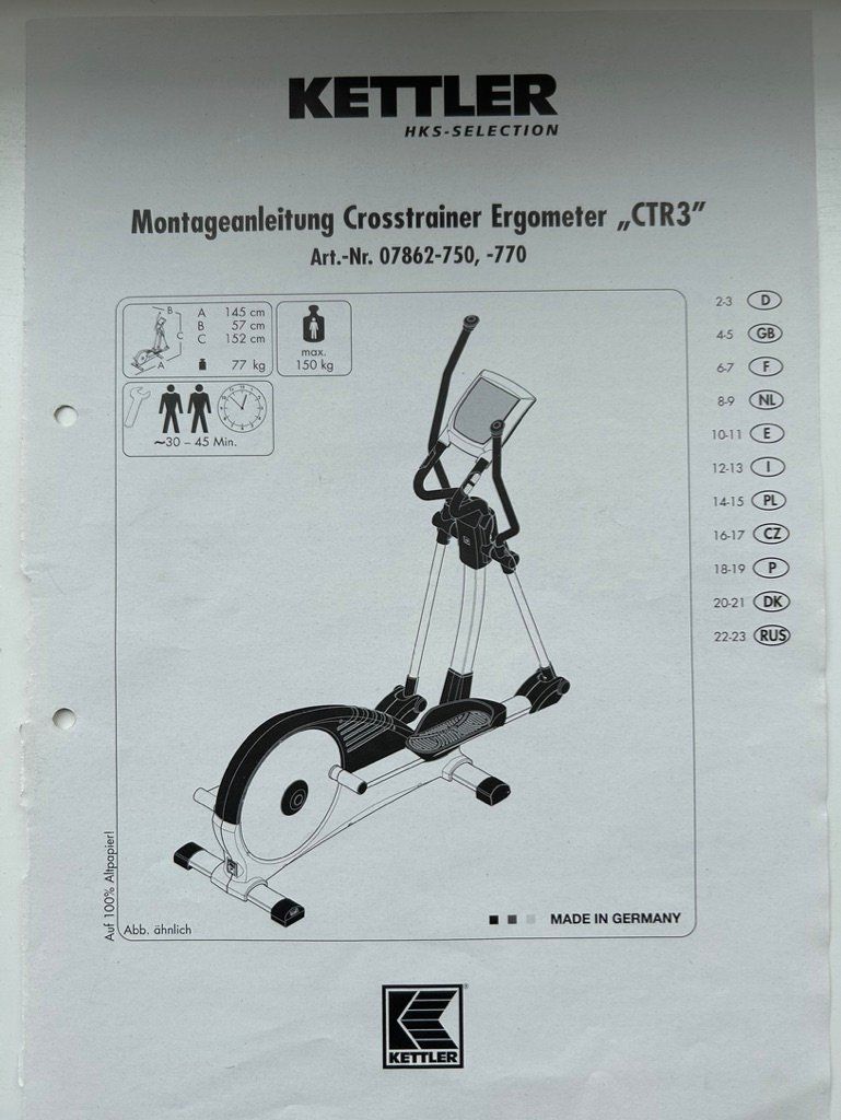 Kettler Vélos d'appartement: Crosstrainer Kettler Ergometer CTR3 – Neuf (Voir description) à Zürich par shopgirl02 6