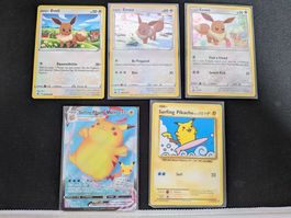 5 Pokemon Karten Evoli Surfing Pikachu gebraucht