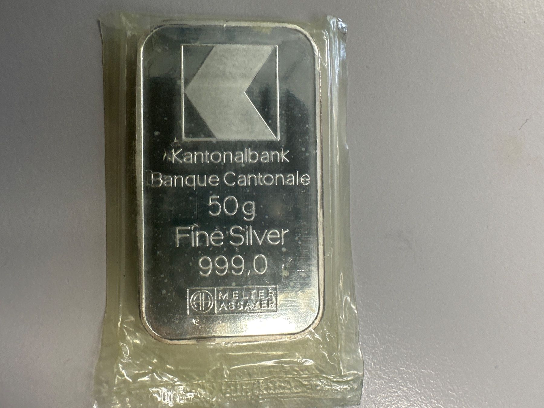 Metalli preziosi: 50g Silberbarren  Kantonalbank – Nuovo e nell'imballaggio originale da Herisau venduto da herau