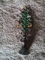 Kleiner  antiker Blumenbaum-Figur in Vase, Handbemalt, Zinn