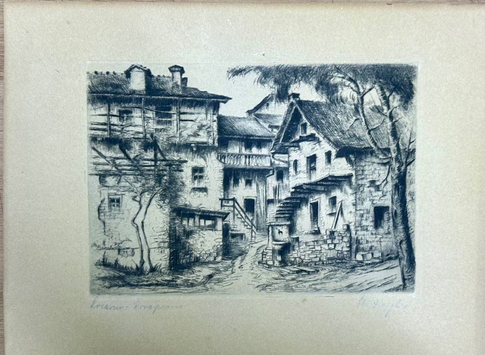 Locarno Lithographie von Heinrich Ziegler (1888), 18x12 cm Kaufen auf