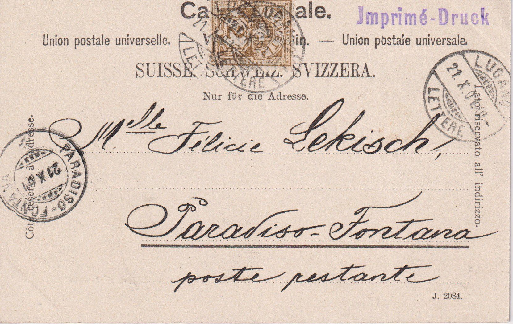 Cartoline postali: AK Chiesa di Loreto Lugano 1901 – Usato da Riva San Vitale venduto da MAR-NAPO 1