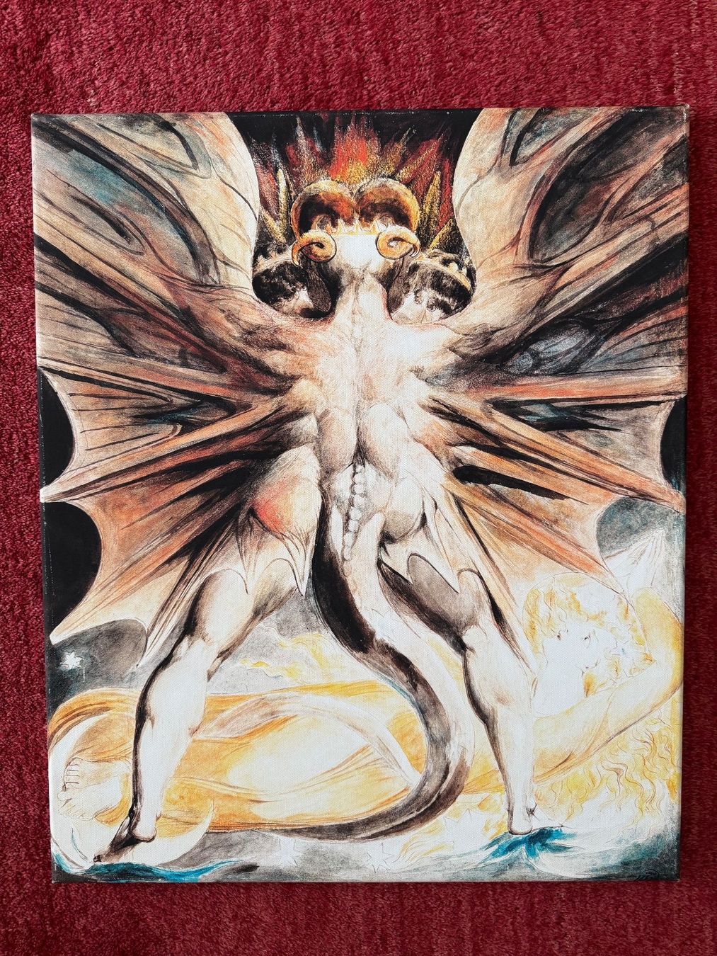 Foto & Immagini: BILD 50x60 CM, "..ROTER DRACHE ..",WILLIAM BLAKE, HOLZRAHMEN – Usato da Zürich venduto da rolo66