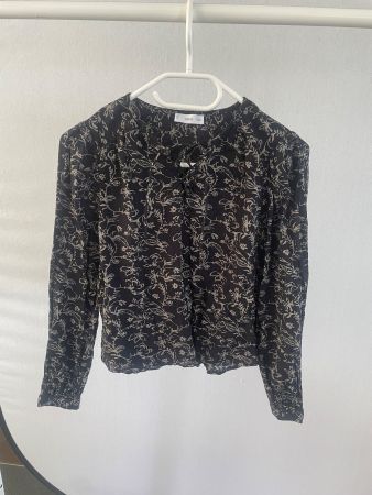 Mango Bluse Gr. S, schwarz gemustert - Perfekt für Herbst!