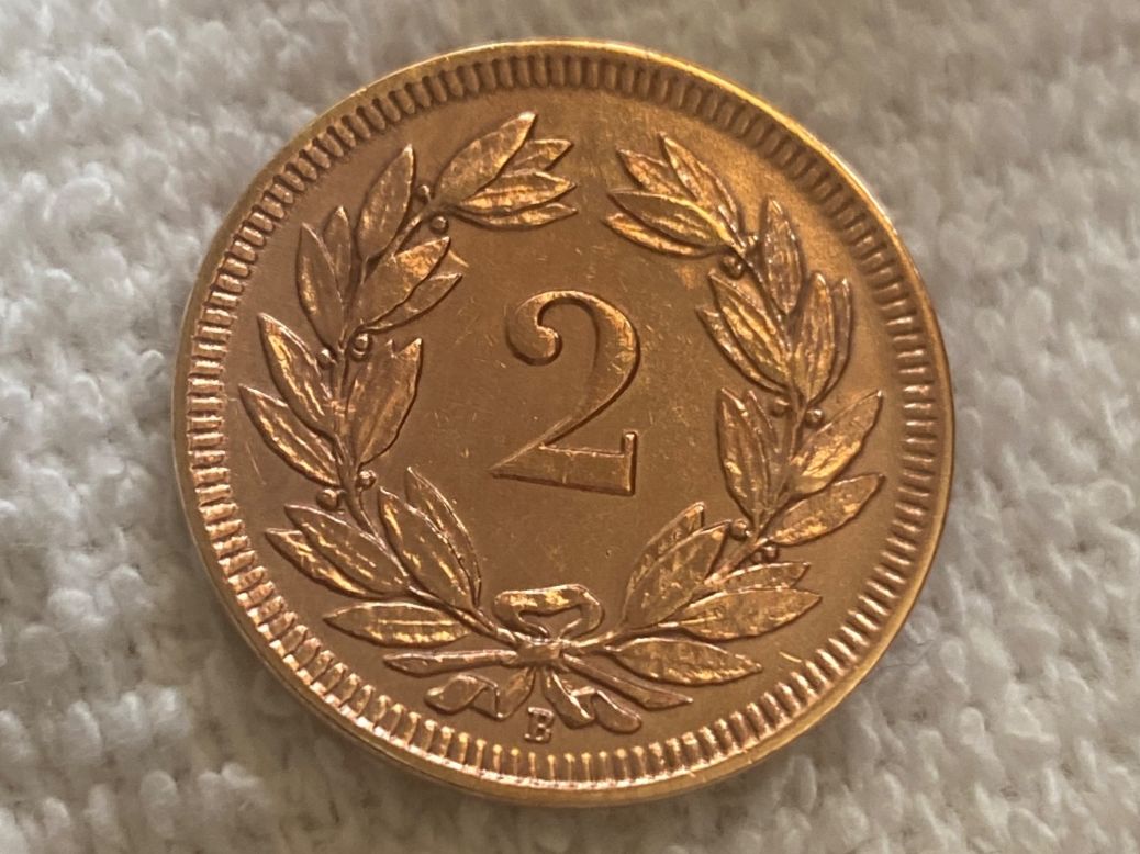 Alle Münzen: 2 centimes/rappen 1908 Abart – Gebraucht aus Nyon von Ilmi09 3