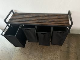 Vasagle Wäschekorb 4 Fächer mit Ablage, 140 L, Vintagebraun 