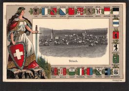 #Prägekarte Bülach ZH , gel. 1924