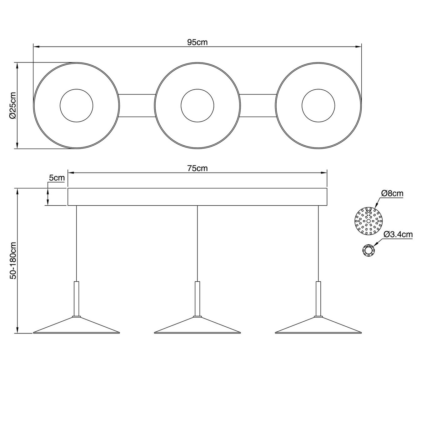 Kronleuchter & Deckenlampen: Pendelleuchte, Sandfarbe, 95 cm x 25 cm – Neu (gemäss Beschreibung) aus Kreuzlingen von Smart-Light 7