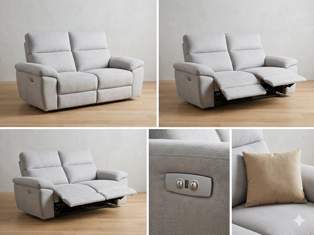 Divani: Gemütliches 2er Sofa mit Relaxfunktion, hellgrau, Top! – Usato da Luzern venduto da liv_6n92