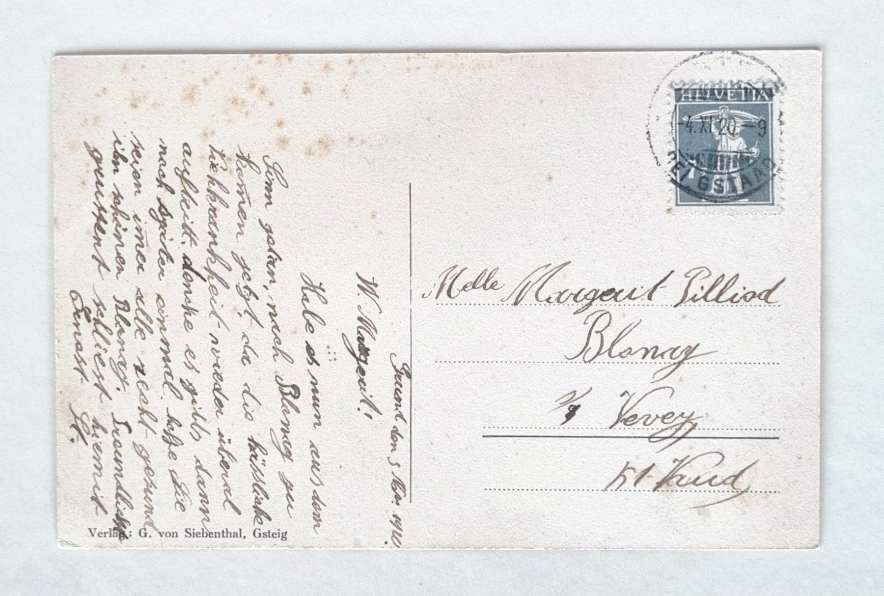 Cartes postales: Gsteig - Pillon Post nach Gstaad - 1920 – D'occasion à Rothrist par RROENK 1